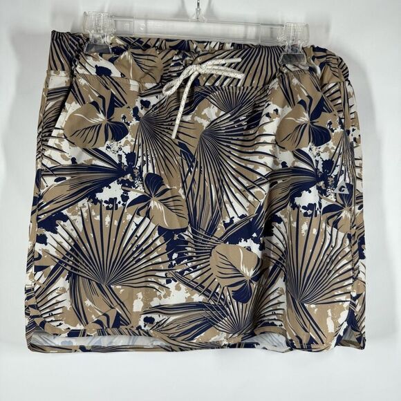 Gerry Skort Pull On Tie Waist Stretch Palm Print size medium - Picture 1 of 9